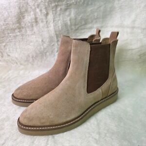 Jack Rogers Chelsea Ankle Boots Tan Suede Flat Heels Women Size 5 Excellent